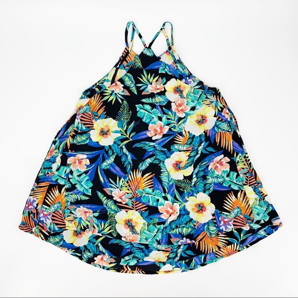 Decree Halter Top XS Floral Tropical Multicolor Summer Beach Vacation Island - Picture 4 of 10